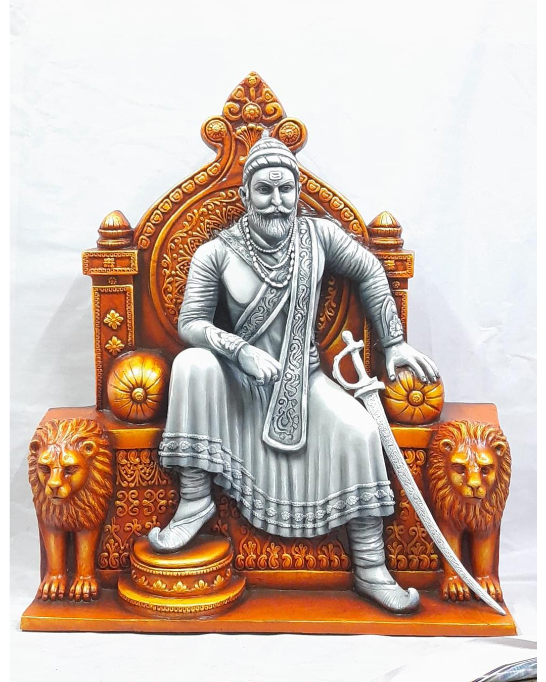 Riddhi Siddhi Art Creations - Regal Lion Throne Seated Shivaji Mural